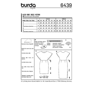 Burda Style Pattern B6439 Women's Back Interest Dresses Burda Sewing Pattern 6439