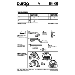 Burda B6688 Bags Sewing Pattern Burda Sewing Pattern 6688