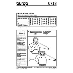 Burda B6718 Men's Pullover Hoodie Sewing Pattern Burda Sewing Pattern 6718