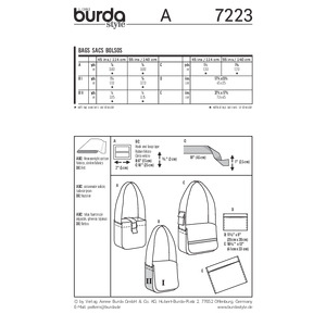 Burda Style B7223 Bag Sewing Pattern Burda Sewing Pattern 7223