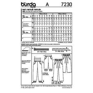 Burda Style B7230 Trousers Sewing Pattern Burda Sewing Pattern 7230