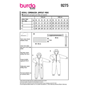 9275 BUR CHILD SPORTSWEAR Burda Sewing Pattern 9275