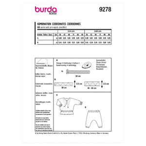 9278 BUR BABY SPORTSWEAR Burda Sewing Pattern 9278