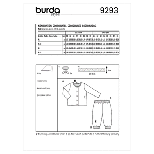 9293 BUR BABY SPORTSWEAR Burda Sewing Pattern 9293