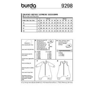 Burda Style Pattern 9298 Toddlers' Sleeping Bag with Legs –  Overall Sleeping Bag Burda Sewing Pattern 9298