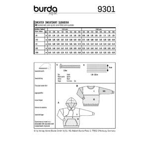 Burda Style Pattern 9301 Children's Sweater – Hoodie –  Hooded Top Burda Sewing Pattern 9301