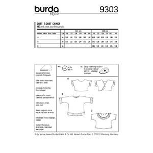 Burda Style Pattern 9303 Children's Top with Integral Sleeves –  Tunic Top – Frills Burda Sewing Pattern 9303