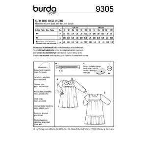 Burda Style Pattern 9305 Children's Dress with Yoke – Peter Pan Collar –  Hem Frill Burda Sewing Pattern 9305