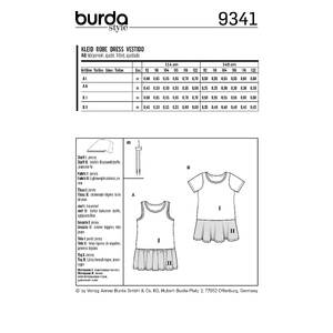 Burda Style Pattern B9341 Child's Summer Jersey Dresses Burda Sewing Pattern 9341