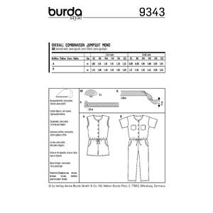 Burda Style Pattern B9343 Child's Drop Waist Jumpsuit Burda Sewing Pattern 9343