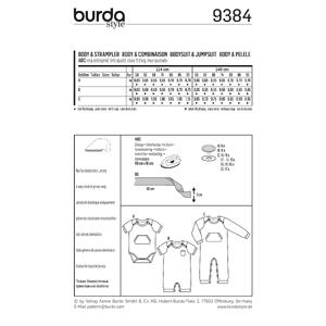 Burda B9384 Babie's Bodysuit and Rompers Sewing Pattern Burda Sewing Pattern 9384