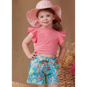 Simplicity Sewing Pattern S9961a Toddler Shorts trouser Hat Knit Top sz 1/2-4