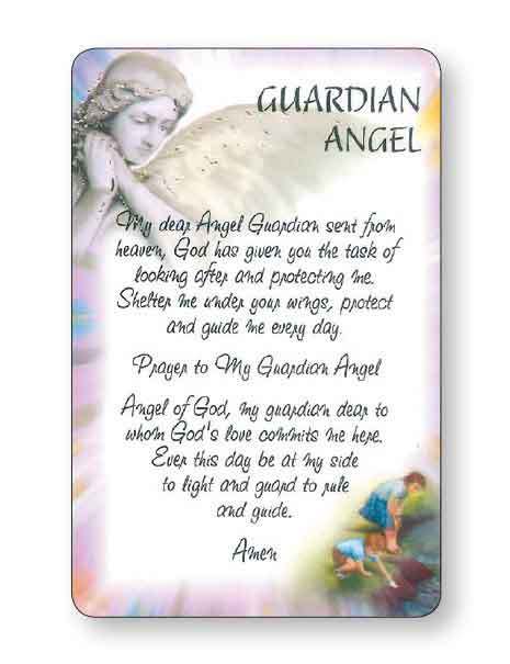GUARDIAN ANGEL Laminated Prayer Card, 54 x 82mm