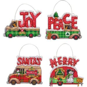 HOLIDAY TRUCK ORNAMENTS Counted Cross Stitch Kit, 70-08974