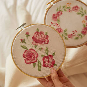 The Tranquil Rose Cross Stitch Duo Kit, DMC Mindful Making BK1955