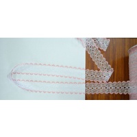 Apricot 37mm Iridescent Feather Edge Eyelet Lace, Per metre 