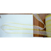 LEMON WHITE 37mm Iridescent Feather Edge Eyelet Lace, Per Metre 