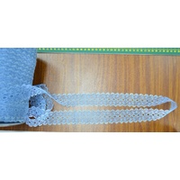 SAXE BLUE 37mm Feather Edge Eyelet Lace, Per metre