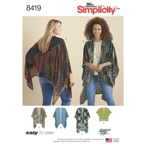 Women's Kimono Style Wrap with Variations Sizes XS - XL Pattern 8419 