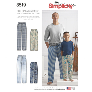 Boys' & Men's Slim Fit Lounge Trousers, Boys S - L Mens XS - XL Pattern 8519