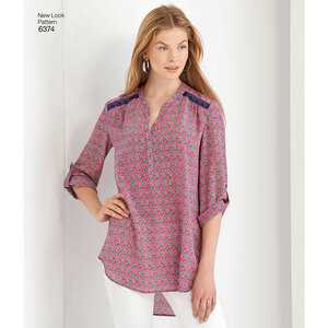 New Look Sewing Pattern 6374 Misses' Shirts with Sleeve and Length Options