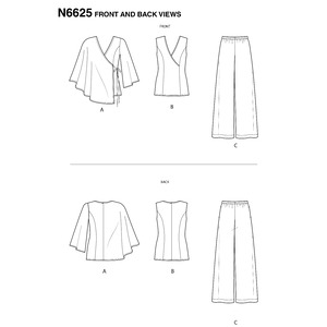 New Look Sewing Pattern N6625 Misses' Tops And Pull On Pants