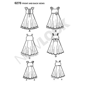 New Look Sewing Pattern 6278 Child's Dress with Trim Variations