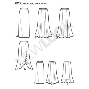 New Look Sewing Pattern 6288 Misses' Pull on Knit Skirts