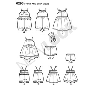 New Look Sewing Pattern 6293 Babies' Romper, Dress, Panties and Headband