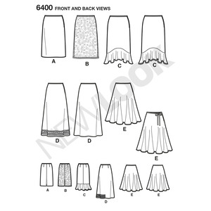 New Look Pattern 6400 Misses' Skirts in Various Styles