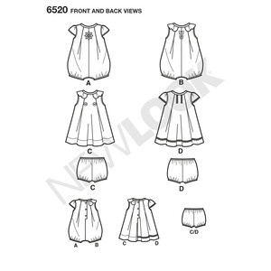 New Look Pattern 6520 Babies' Romper and Dress with Panties