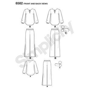 New Look Sewing Pattern 6582 Misses' Pants, Top and Clutch