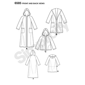 New Look Sewing Pattern 6585 Misses' Coat with Hood