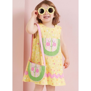 Simplicity Sewing Pattern S3042 Toddlers’ Dress with Sleeve Variations & Purse