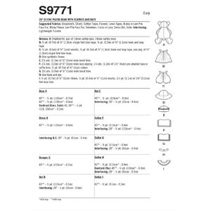 Simplicity Sewing Pattern S9771OS Plush Bear with Clothes and Hats