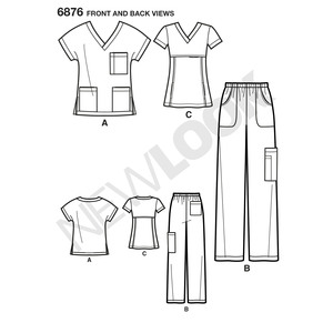 New Look Pattern 6876 Misses' & Men's Scrubs