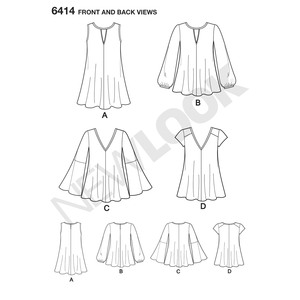 New Look Sewing Pattern 6414 Misses' Tunic and Top with Neckline Variations