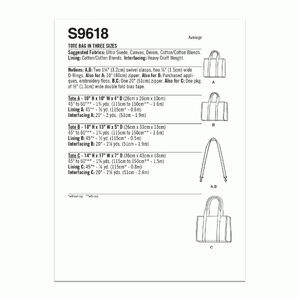 Simplicity Sewing Pattern S9618 Tote Bags