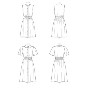 New Look Sewing Pattern N6651 Misses' Button Front Dress With Elastic Waist