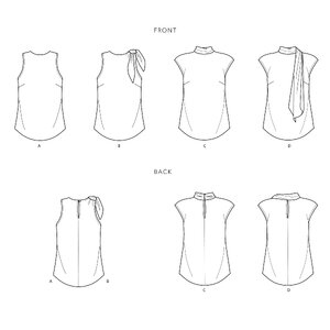 Simplicity Sewing Pattern S9045 Misses' Tops With Optional Neck Ties H4 Sizes 6-14