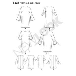 New Look Pattern 6524 Misses' Dress with Sleeve Variations