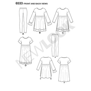 New Look Pattern 6533 Misses' Babydoll Top with Leggings