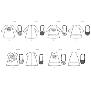 Simplicity Sewing Pattern S3042 Toddlers’ Dress with Sleeve Variations & Purse