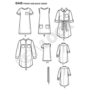 New Look Sewing Pattern 6449 Misses' Easy Shirt Dress and Knit Dress