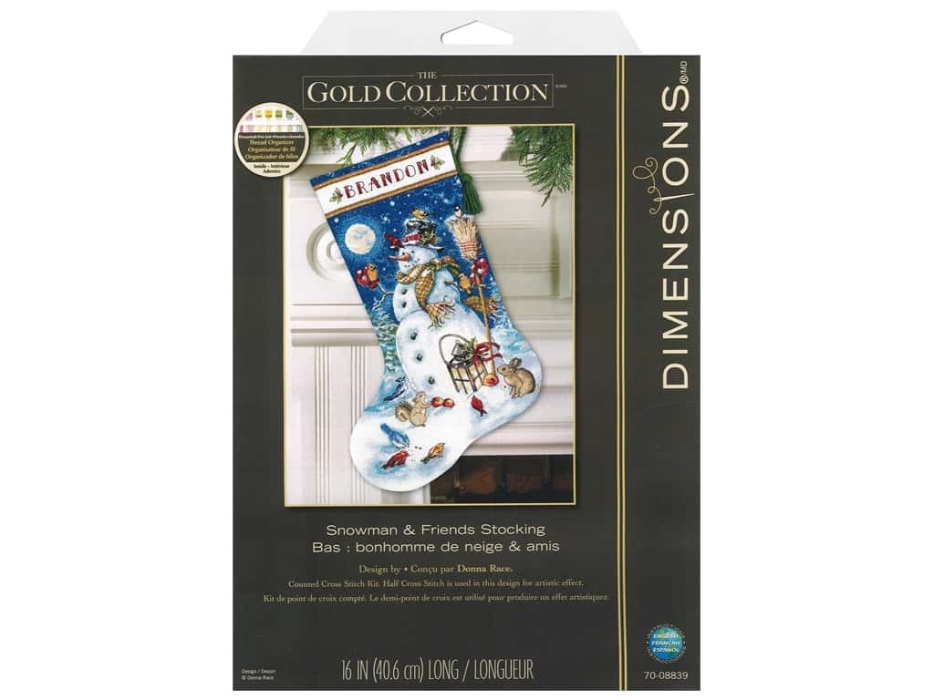 Dimensions Gold Collection Counted Cross Stitch Kit Snowman & Friends Stocking