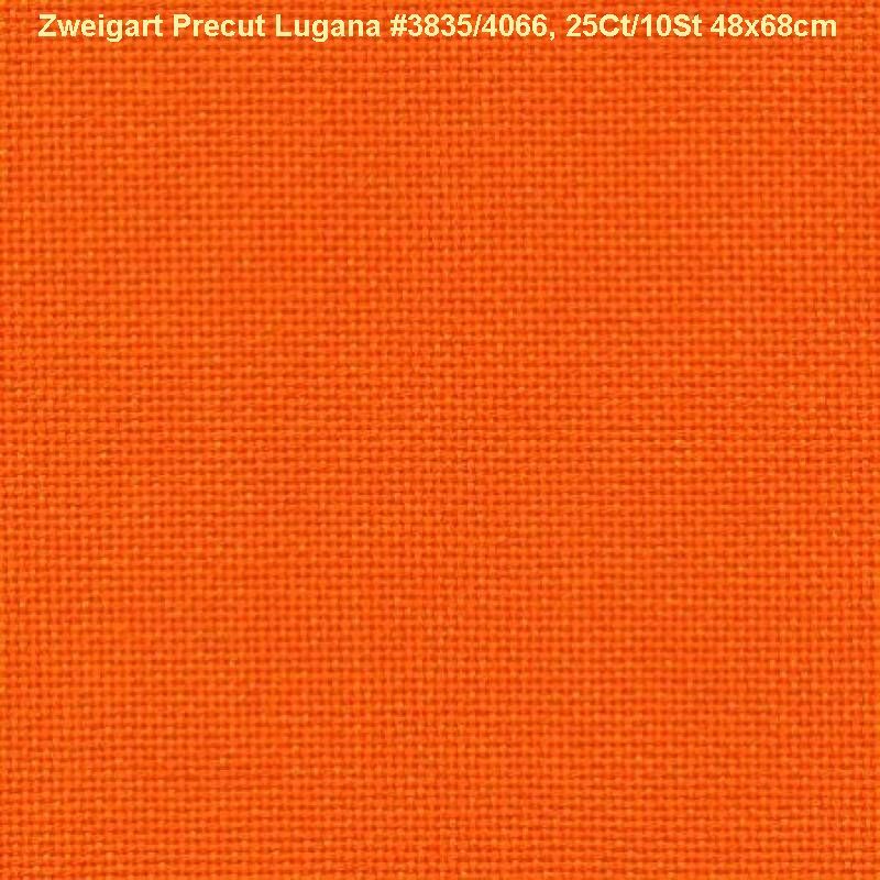 Zweigart Precut Lugana 3835, 25Ct/10St 48x68cm Cott/Visc 52/48 Orange