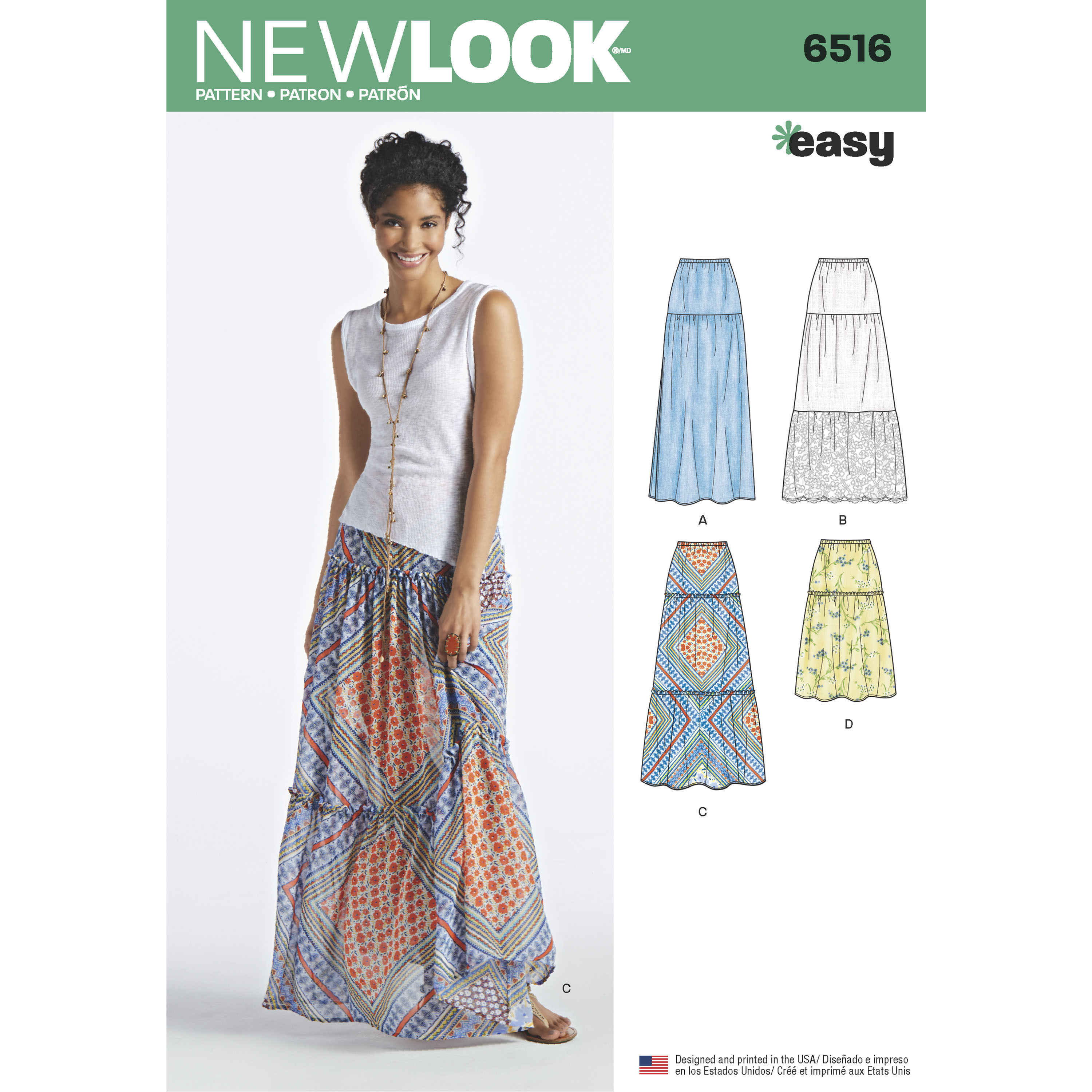 New Look Pattern 6516 Misses' Skirts with Length and Fabric Variations