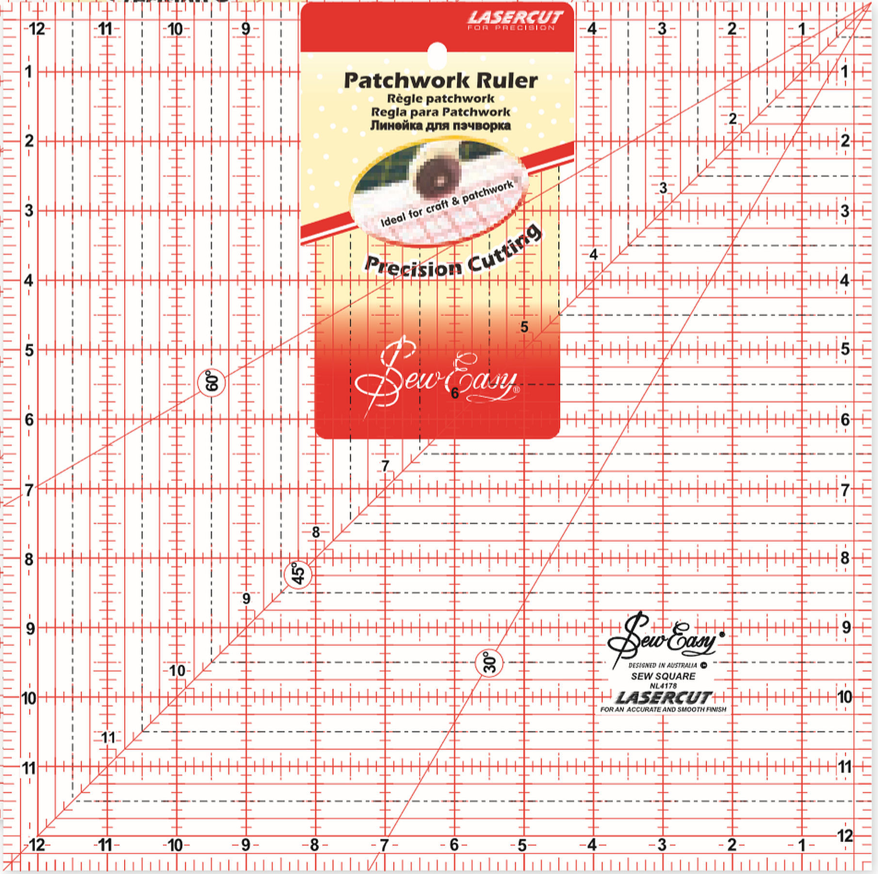 sew easy quilting patchwork ruler 125 square lasercut for precision