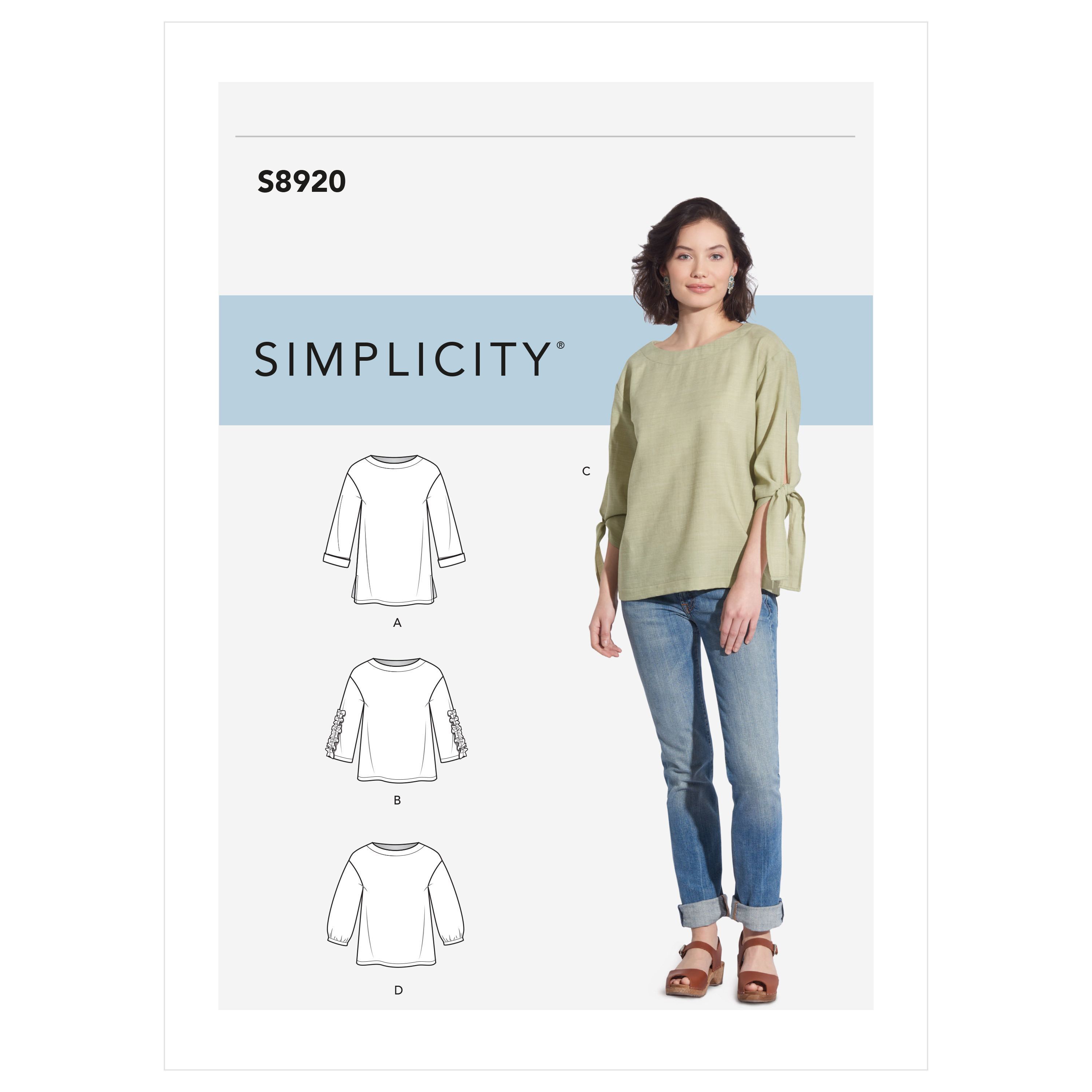 Simplicity Misses' and Women's V-Neck Top Sewing Pattern Kit, Code