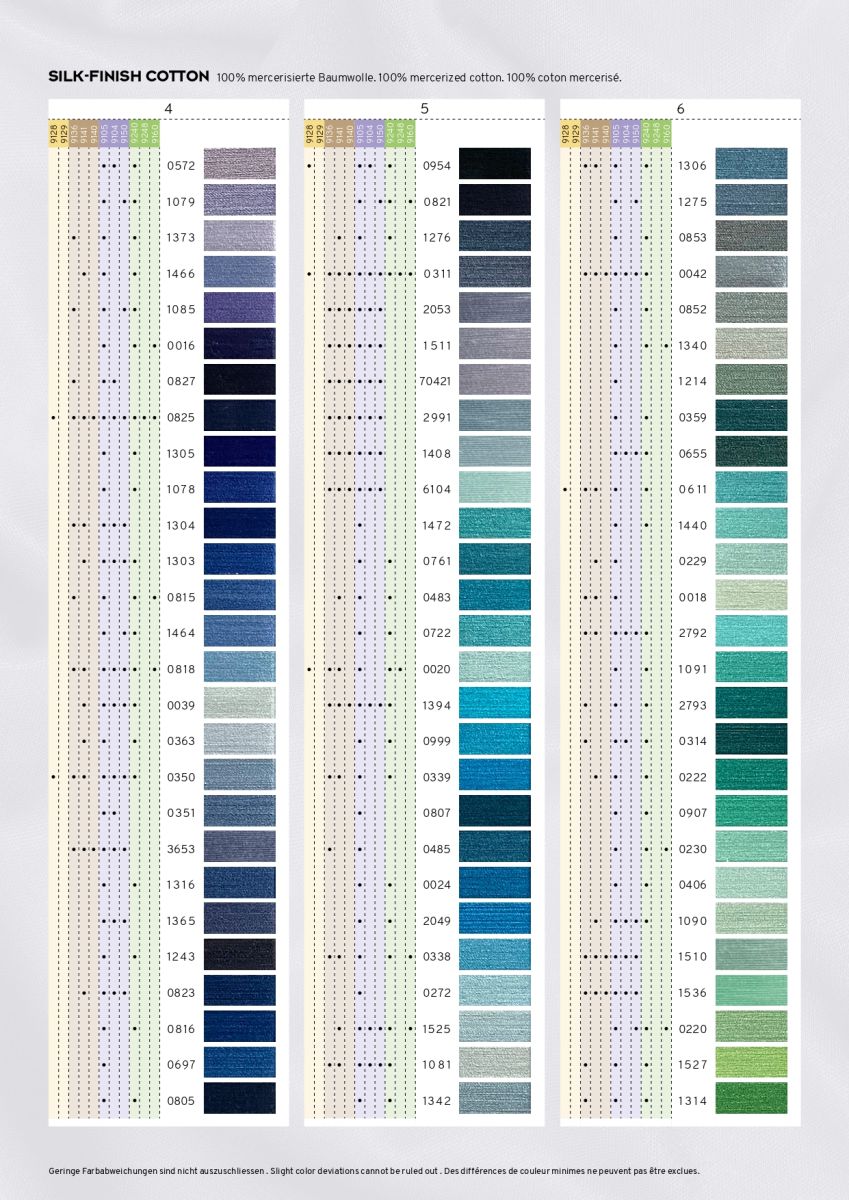 Mettler Silk Finish Cotton Shade Card Page 11